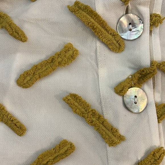 Daniel Rainn Anthropologie Cream & Mustard Embroidered Maxi Skirt Tie Waist - Picture 8 of 8